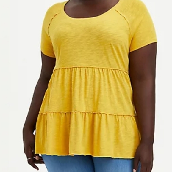 torrid Tops - TIERED BABYDOLL TOP - MUSTARD YELLOW